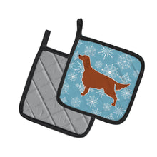 Load image into Gallery viewer, Winter Snowflake Irish Setter Pot Holders - Set of 2 - Heat-Resistant Kitchen Essentials BB3493PTHD