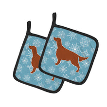 Load image into Gallery viewer, Winter Snowflake Irish Setter Pot Holders - Set of 2 - Heat-Resistant Kitchen Essentials BB3493PTHD