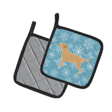 Load image into Gallery viewer, Winter Snowflake Yellow Labrador Retriever Pot Holders - Set of 2 - Heat-Resistant Kitchen Essentials BB3497PTHD