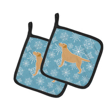 Load image into Gallery viewer, Winter Snowflake Yellow Labrador Retriever Pot Holders - Set of 2 - Heat-Resistant Kitchen Essentials BB3497PTHD