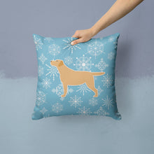 Load image into Gallery viewer, Winter Snowflake Yellow Labrador Retriever Throw Pillow - 14x14 Decorative Pillow – Art for Your Home &amp; Patio BB3497PW1414