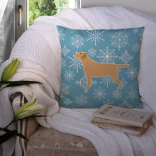 Load image into Gallery viewer, Winter Snowflake Yellow Labrador Retriever Throw Pillow - 14x14 Decorative Pillow – Art for Your Home &amp; Patio BB3497PW1414