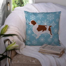 Load image into Gallery viewer, Winter Snowflake Welsh Springer Spaniel Throw Pillow - 14x14 Decorative Pillow – Art for Your Home &amp; Patio BB3500PW1414