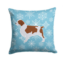 Load image into Gallery viewer, Winter Snowflake Welsh Springer Spaniel Throw Pillow - 14x14 Decorative Pillow – Art for Your Home &amp; Patio BB3500PW1414