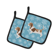 Load image into Gallery viewer, Winter Snowflake Basset Hound Pot Holders - Set of 2 - Heat-Resistant Kitchen Essentials BB3502PTHD