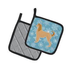 Load image into Gallery viewer, Winter Snowflake Afghan Hound Pot Holders - Set of 2 - Heat-Resistant Kitchen Essentials BB3506PTHD