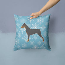 Load image into Gallery viewer, Winter Snowflake German Pinscher Throw Pillow - 14x14 Decorative Pillow – Art for Your Home &amp; Patio BB3513PW1414