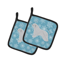 Load image into Gallery viewer, Winter Snowflake Spanish Water Dog Pot Holders - Set of 2 - Heat-Resistant Kitchen Essentials BB3515PTHD