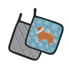 Load image into Gallery viewer, Winter Snowflake Collie Pot Holders - Set of 2 - Heat-Resistant Kitchen Essentials BB3516PTHD