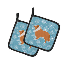 Load image into Gallery viewer, Winter Snowflake Collie Pot Holders - Set of 2 - Heat-Resistant Kitchen Essentials BB3516PTHD