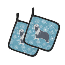 Load image into Gallery viewer, Winter Snowflake Bearded Collie Pot Holders - Set of 2 - Heat-Resistant Kitchen Essentials BB3517PTHD