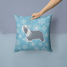 Load image into Gallery viewer, Winter Snowflake Bearded Collie Throw Pillow - 14x14 Decorative Pillow – Art for Your Home &amp; Patio BB3517PW1414