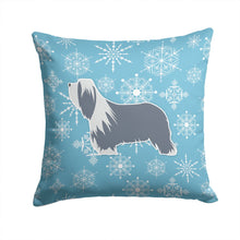 Load image into Gallery viewer, Winter Snowflake Bearded Collie Throw Pillow - 14x14 Decorative Pillow – Art for Your Home &amp; Patio BB3517PW1414