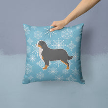 Load image into Gallery viewer, Winter Snowflake Bernese Mountain Dog Throw Pillow - 14x14 Decorative Pillow – Art for Your Home &amp; Patio BB3519PW1414