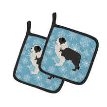 Load image into Gallery viewer, Winter Snowflake Black Border Collie Pot Holders - Set of 2 - Heat-Resistant Kitchen Essentials BB3523PTHD