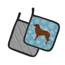 Load image into Gallery viewer, Winter Snowflake Portuguese Sheepdog Dog Pot Holders - Set of 2 - Heat-Resistant Kitchen Essentials BB3531PTHD