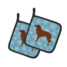 Load image into Gallery viewer, Winter Snowflake Portuguese Sheepdog Dog Pot Holders - Set of 2 - Heat-Resistant Kitchen Essentials BB3531PTHD