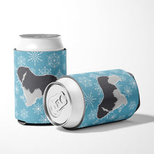 Load image into Gallery viewer, Winter Snowflake Polish Lowland Sheepdog Dog Can or Bottle Hugger BB3532CC