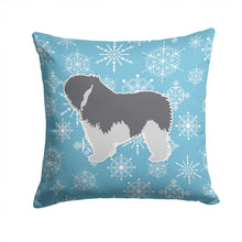 Load image into Gallery viewer, Winter Snowflake Polish Lowland Sheepdog Dog Throw Pillow - 14x14 Decorative Pillow – Art for Your Home &amp; Patio BB3532PW1414