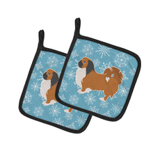 Load image into Gallery viewer, Winter Snowflake Pekingese Pot Holders - Set of 2 - Heat-Resistant Kitchen Essentials BB3538PTHD