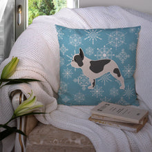 Load image into Gallery viewer, Winter Snowflake French Bulldog Throw Pillow - 14x14 Decorative Pillow – Art for Your Home &amp; Patio BB3541PW1414