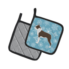 Load image into Gallery viewer, Winter Snowflake Boston Terrier Pot Holders - Set of 2 - Heat-Resistant Kitchen Essentials BB3544PTHD