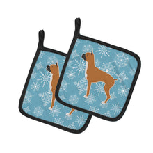 Load image into Gallery viewer, Winter Snowflake Boxer Pot Holders - Set of 2 - Heat-Resistant Kitchen Essentials BB3553PTHD