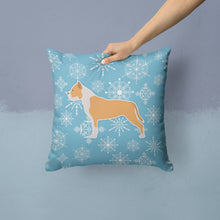 Load image into Gallery viewer, Winter Snowflake Staffordshire Bull Terrier Throw Pillow - 14x14 Decorative Pillow – Art for Your Home &amp; Patio BB3554PW1414