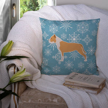 Load image into Gallery viewer, Winter Snowflake Staffordshire Bull Terrier Throw Pillow - 14x14 Decorative Pillow – Art for Your Home &amp; Patio BB3554PW1414