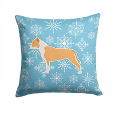 Load image into Gallery viewer, Winter Snowflake Staffordshire Bull Terrier Throw Pillow - 14x14 Decorative Pillow – Art for Your Home &amp; Patio BB3554PW1414