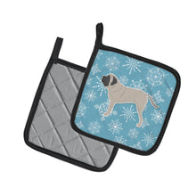 Load image into Gallery viewer, Winter Snowflake English Mastiff Pot Holders - Set of 2 - Heat-Resistant Kitchen Essentials BB3556PTHD