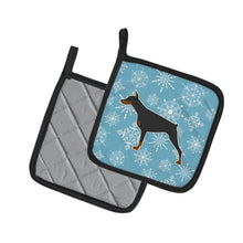 Load image into Gallery viewer, Winter Snowflake Doberman Pinscher Pot Holders - Set of 2 - Heat-Resistant Kitchen Essentials BB3560PTHD