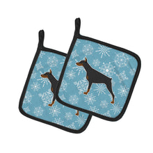 Load image into Gallery viewer, Winter Snowflake Doberman Pinscher Pot Holders - Set of 2 - Heat-Resistant Kitchen Essentials BB3560PTHD