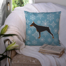 Load image into Gallery viewer, Winter Snowflake Doberman Pinscher Throw Pillow - 14x14 Decorative Pillow – Art for Your Home &amp; Patio BB3560PW1414