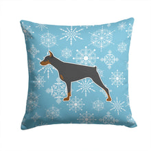 Load image into Gallery viewer, Winter Snowflake Doberman Pinscher Throw Pillow - 14x14 Decorative Pillow – Art for Your Home &amp; Patio BB3560PW1414