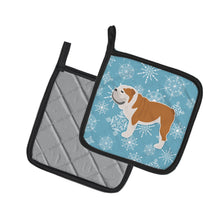 Load image into Gallery viewer, Winter Snowflake English Bulldog Pot Holders - Set of 2 - Heat-Resistant Kitchen Essentials BB3562PTHD
