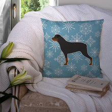 Load image into Gallery viewer, Winter Snowflake Rottweiler Throw Pillow - 14x14 Decorative Pillow – Art for Your Home &amp; Patio BB3566PW1414
