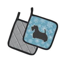 Load image into Gallery viewer, Winter Snowflake Scottish Terrier Pot Holders - Set of 2 - Heat-Resistant Kitchen Essentials BB3569PTHD