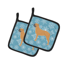 Load image into Gallery viewer, Winter Snowflake Bullmastiff Pot Holders - Set of 2 - Heat-Resistant Kitchen Essentials BB3571PTHD