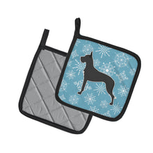 Load image into Gallery viewer, Winter Snowflake Great Dane Pot Holders - Set of 2 - Heat-Resistant Kitchen Essentials BB3575PTHD