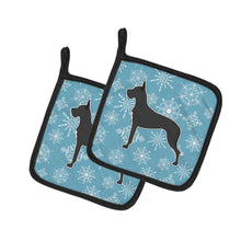 Load image into Gallery viewer, Winter Snowflake Great Dane Pot Holders - Set of 2 - Heat-Resistant Kitchen Essentials BB3575PTHD