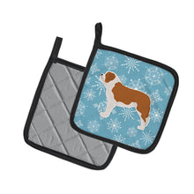 Load image into Gallery viewer, Winter Snowflake Saint Bernard Pot Holders - Set of 2 - Heat-Resistant Kitchen Essentials BB3576PTHD