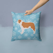 Load image into Gallery viewer, Winter Snowflake Saint Bernard Throw Pillow - 14x14 Decorative Pillow – Art for Your Home &amp; Patio BB3576PW1414