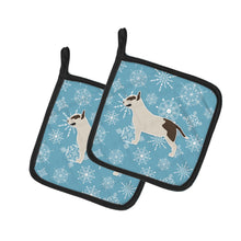 Load image into Gallery viewer, Winter Snowflake Bull Terrier Pot Holders - Set of 2 - Heat-Resistant Kitchen Essentials BB3578PTHD