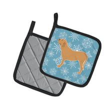 Load image into Gallery viewer, Winter Snowflake Fila Brasileiro Pot Holders - Set of 2 - Heat-Resistant Kitchen Essentials BB3579PTHD