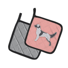 Load image into Gallery viewer, English Setter Checkerboard Pink Pot Holders - Set of 2 - Heat-Resistant Kitchen Essentials BB3581PTHD