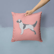 Load image into Gallery viewer, English Setter Checkerboard Pink Throw Pillow - 14x14 Decorative Pillow – Art for Your Home &amp; Patio BB3581PW1414