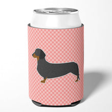 Load image into Gallery viewer, Dachshund Checkerboard Pink Can or Bottle Hugger BB3582CC