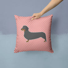 Load image into Gallery viewer, Dachshund Checkerboard Pink Throw Pillow - 14x14 Decorative Pillow – Art for Your Home &amp; Patio BB3582PW1414