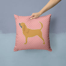 Load image into Gallery viewer, Bloodhound Checkerboard Pink Throw Pillow - 14x14 Decorative Pillow – Art for Your Home &amp; Patio BB3584PW1414